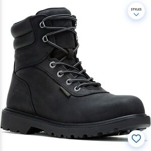 Wolverine Black Steel Toe Leather Waterproof Work Boots